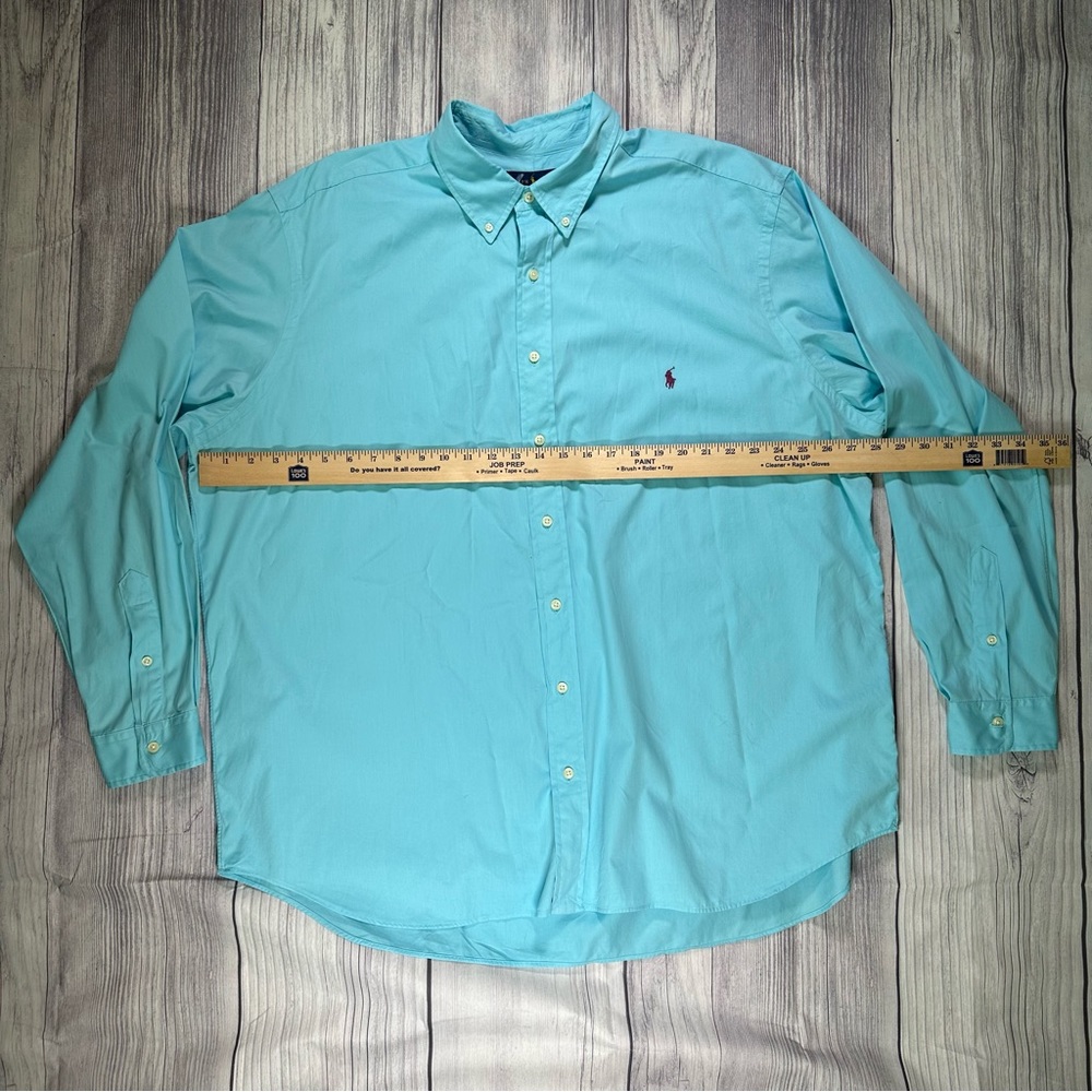 POLO RALPH LAUREN Long Sleeve Dress Shirt with Purple Embroidered Polo - Picture 4 of 6